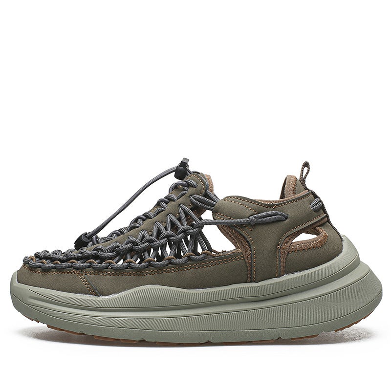 Thick-Soled Woven Rocking Sandals, Summer Japanese-Style Couple''s Closed-Toe Sandals, Women''s Beach Shoes, Travel and Water Shoes - Image 4