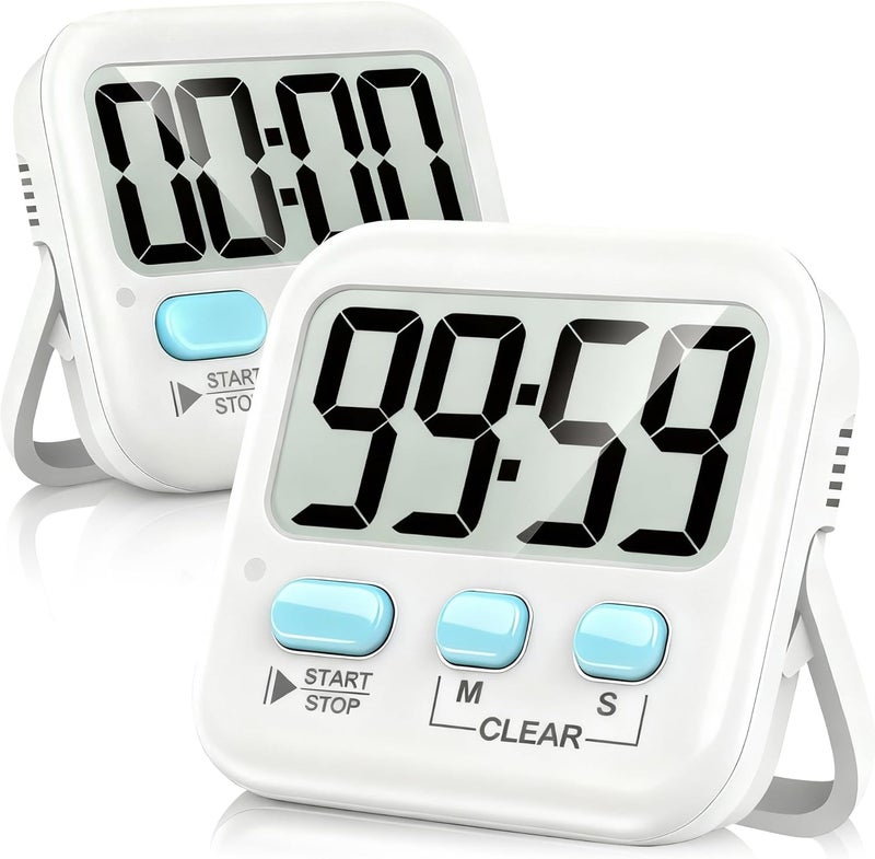 Antonki 2 Pack Digital Timer for Kids, Magnetic Countdown Kitchen Timers for Cooking, Egg, Classroom, Teacher, Exercise, Study, Oven - Battery Included - Image 1