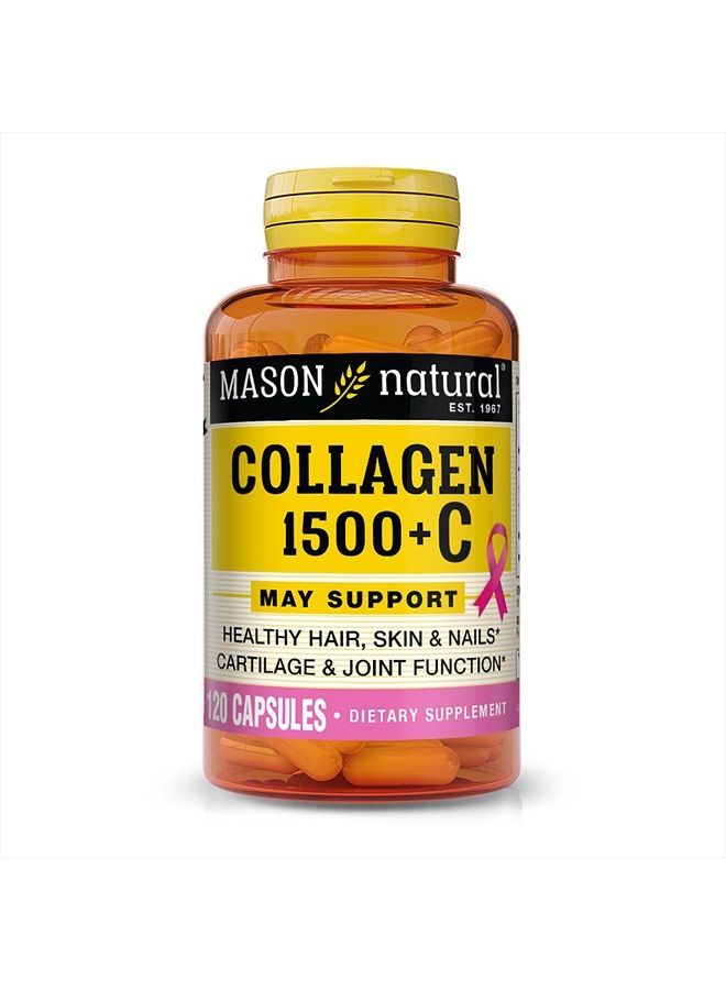 Mason Natural كولاجين 1500 ملغ مع فيتامين C وكالسيوم - شعر وأظافر وبشرة أكثر صحة، تحسين وظيفة الغضاريف والمفاصل، 120 كبسولة - Image 1