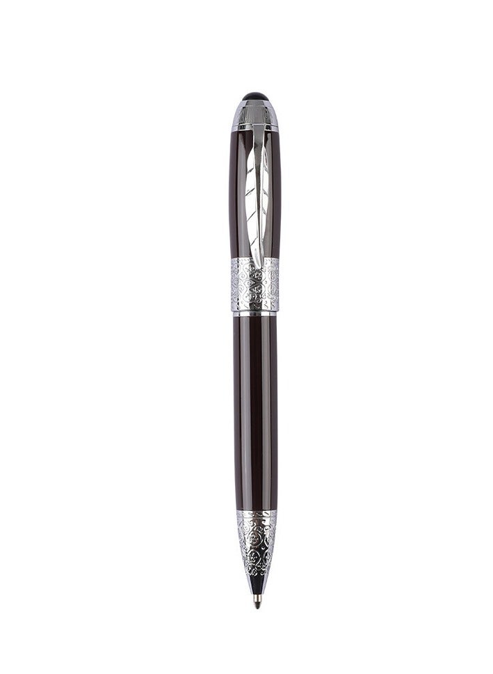 xozgdovg Leaf pen with carved hollowed-out business metal ballpoint pen oil pen treasure pen signature pen dark red 