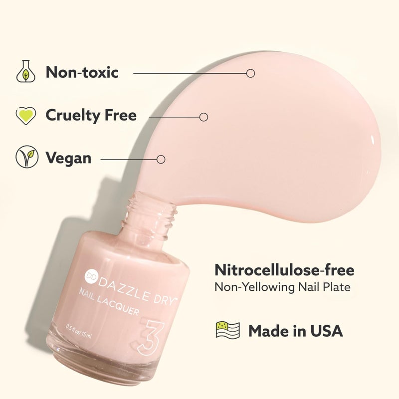 Dazzle Dry Nail Lacquer (Step 3) - Girlishly Giddy - A classic light pink with cool undertones. Full coverage cream. (0.5 fl oz) - Image 3