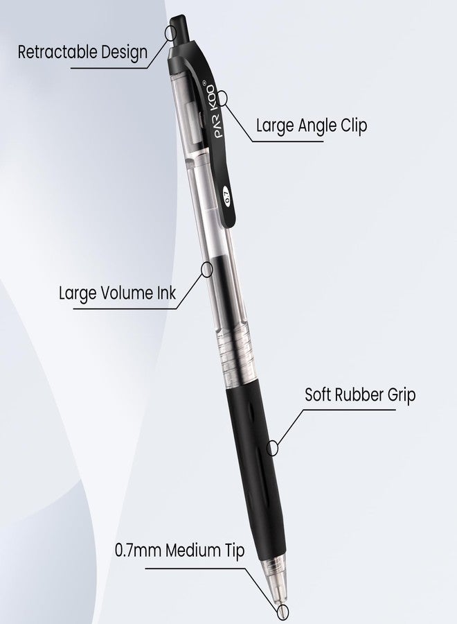 ParKoo Pens Bulk, 100 Pack No Bleed Black Ink Retractable Gel Pens with Soft Grip, Medium Point Smooth 0.7MM, Click Pens for Office School Work - Image 3