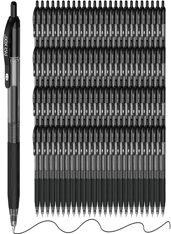 ParKoo Pens Bulk, 100 Pack No Bleed Black Ink Retractable Gel Pens with Soft Grip, Medium Point Smooth 0.7MM, Click Pens for Office School Work - Image 1