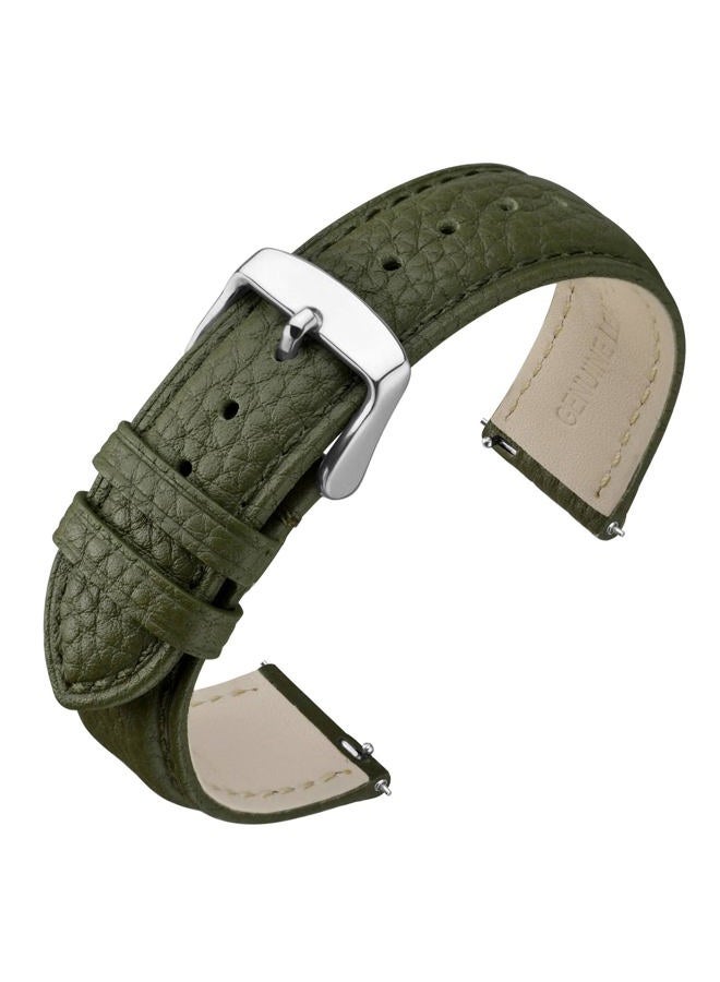 ANNEFIT Watch Band 16mm, Quick Release Textured Padded Leather Straps with Silver Buckle for Men and Women (Army Green)  - Image 1