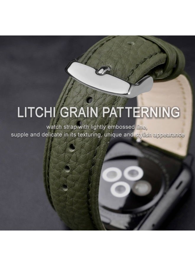 ANNEFIT Watch Band 16mm, Quick Release Textured Padded Leather Straps with Silver Buckle for Men and Women (Army Green)  - Image 4