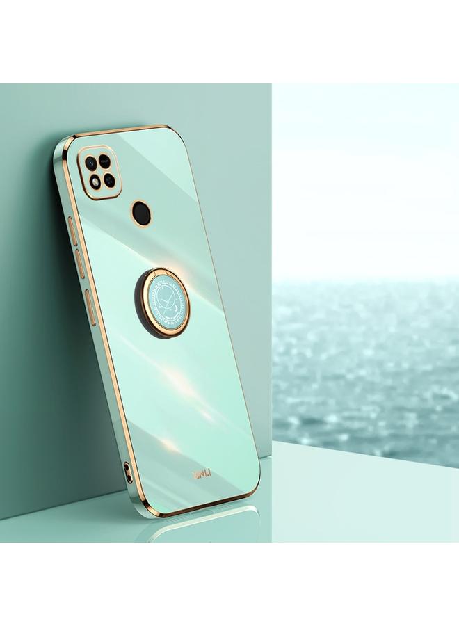 جرين تايجر جراب هاتف Xiaomi Redmi 10A XINLI ذو حافة مستقيمة 6D مطلي بالكهرباء مع حامل حلقي (أخضر نعناعي) - Image 1