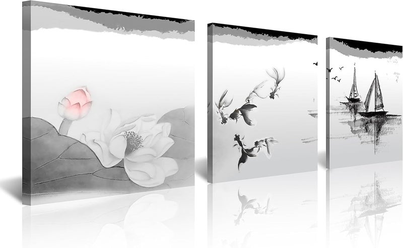 NAN Wind Traditional Chinese Painting Canvas Prints - 3 Panels - Image 1