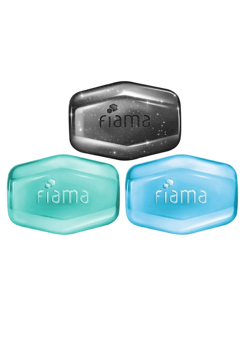 Fiama - Fiama Men Gel Bar Active Celebration Pack with 3 unique gel bars, Charcoal and Grapefruit Gel Bar, Refreshing Pulse and Energising Sport for moisturised skin 125g soap - Image 1