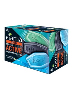 Fiama Men Gel Bar Active Celebration Pack with 3 unique gel bars, Charcoal and Grapefruit Gel Bar, Refreshing Pulse and Energising Sport for moisturised skin 125g soap