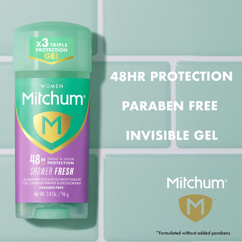 Mitchum Womenâ€™s Antiperspirant Deodorant Gel Stick, Shower Fresh Scent, 48HR Sweat & Odor Protection, Triple Odor Defense, Alcohol-Free, 3.4 oz (Pack of 2) - Image 3