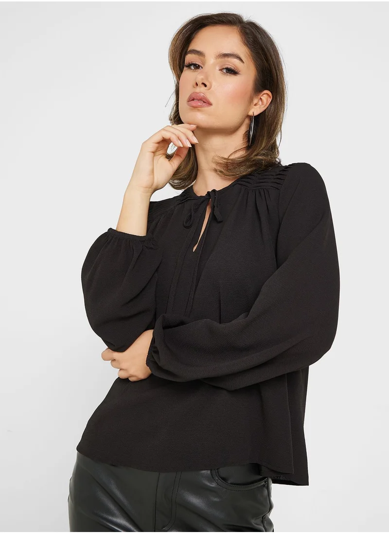 VERO MODA Balloon Sleeve Tie Detail Top