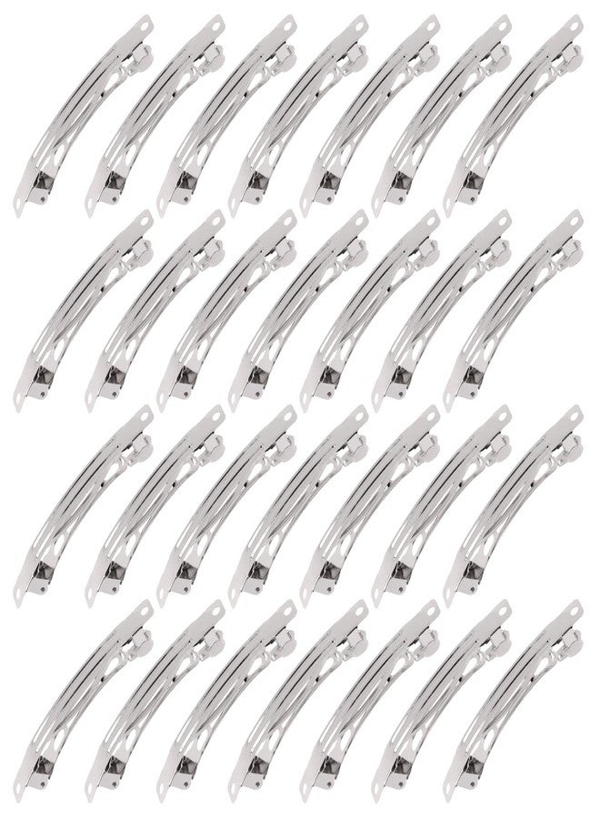 Mardatt 80 Pcs French Barrette Hair Clips Assortment Set 3.14 Inch Silver Metal Blank Alligator Hairpin Rectangle Craft Bow Clips for DIY Hairdressing Accessories (8 cm) - Image 1