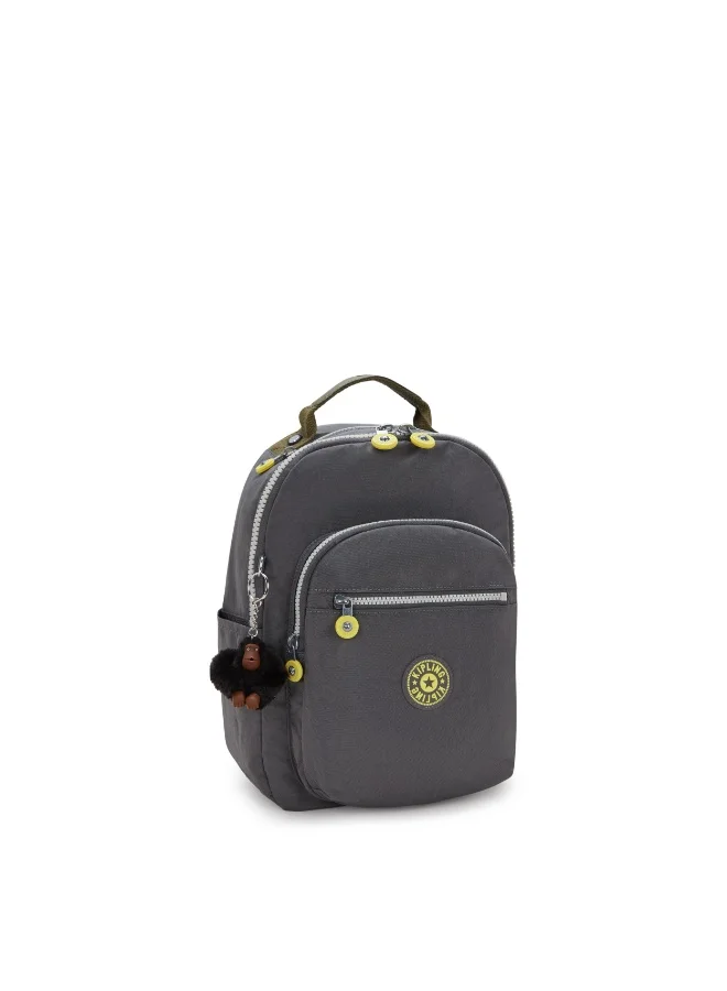 كيبلينغ حقيبة ظهر صغيرة Classic Seoul S Ergonomic Kids School Small مع حماية للابتوب، 11 بوصة، 14 لتر، وزن 0.50 كجم، حامل زجاجة – اللون Back To Grey (رمادي)