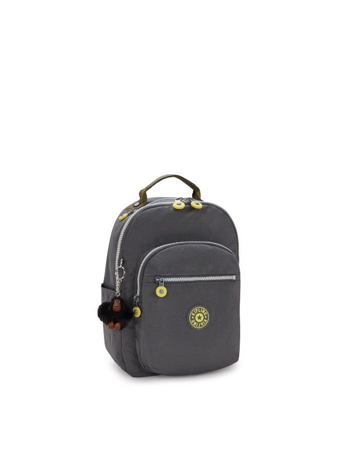 kipling Classic Seoul S Ergonomic Kids School Small Backpack with Laptop Protection, 11-inch, 14L, 0.50kg, Bottle holder - Back To Grey (Grey) - Image 2