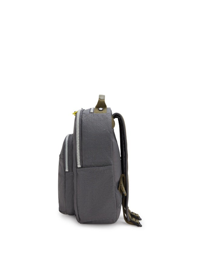 kipling Classic Seoul S Ergonomic Kids School Small Backpack with Laptop Protection, 11-inch, 14L, 0.50kg, Bottle holder - Back To Grey (Grey) - Image 4