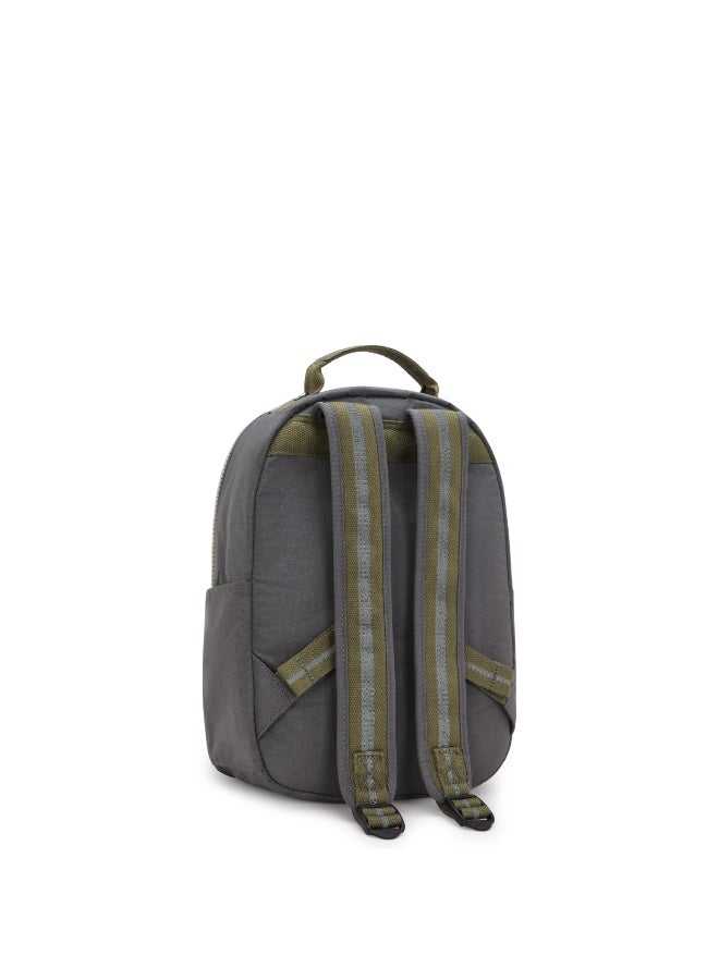 kipling Classic Seoul S Ergonomic Kids School Small Backpack with Laptop Protection, 11-inch, 14L, 0.50kg, Bottle holder - Back To Grey (Grey) - Image 5