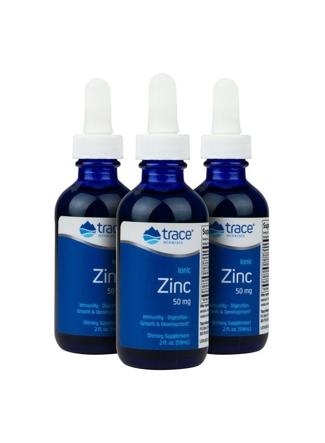 Trace Minerals Liquid Ionic Zinc | 50 mg Zinc with Magnesium | Supports Immune System, Digestion, Growth, & Development | for Kids and Adults | 135 Servings, 2 fl oz (3 Pack) - Image 1