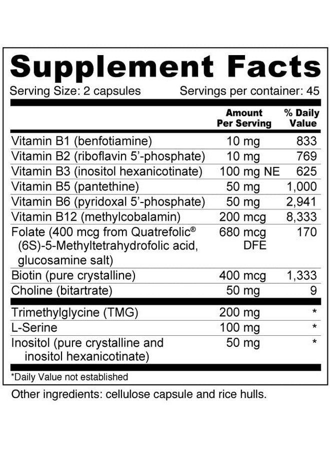 Wellness Resources Super Coenzyme B Complex Highly Absorbable Coenzyme B Vitamins + Methylfolate For Energy Stress Hair (90 Capsules) - Image 3