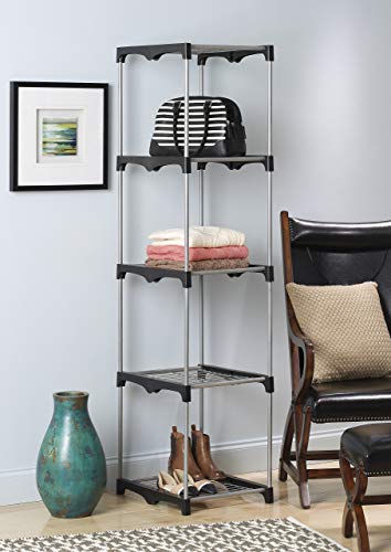 Whitmor 5 Tier Shelf Tower - Closet Storage Organizer,Silver - Image 3
