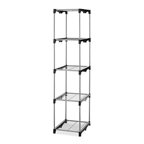 Whitmor 5 Tier Shelf Tower - Closet Storage Organizer,Silver - Image 4
