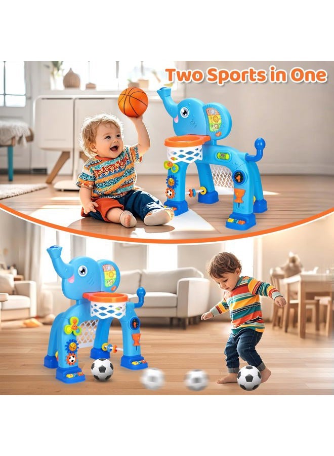 KIZZYEA Toys for 1 2 3 Years Old Boys Girls, Toddler Basketball Hoop & Soccer Goal, Montessori Toy, Interactive Musical Sports Toys with Light, Christmas Birthday Gifts for Baby Kids Age 12-18 Months - Image 4