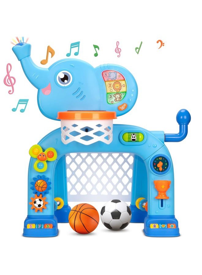 KIZZYEA Toys for 1 2 3 Years Old Boys Girls, Toddler Basketball Hoop & Soccer Goal, Montessori Toy, Interactive Musical Sports Toys with Light, Christmas Birthday Gifts for Baby Kids Age 12-18 Months - Image 1