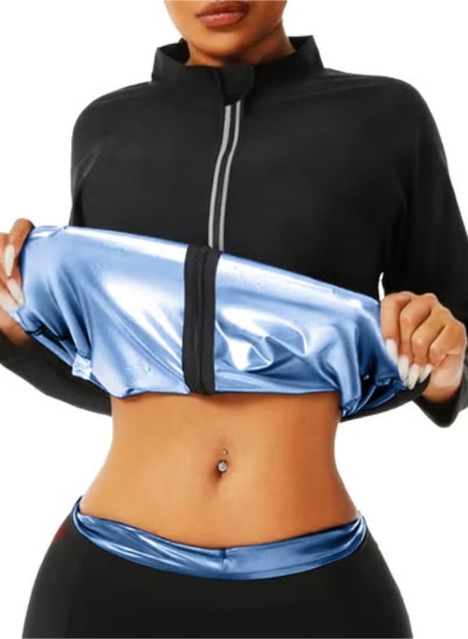 Jourvent Women's Sauna Sweat Suit 2-Piece Set – Jacket & Pants for Enhanced Sweating & Body Shaping - Image 3