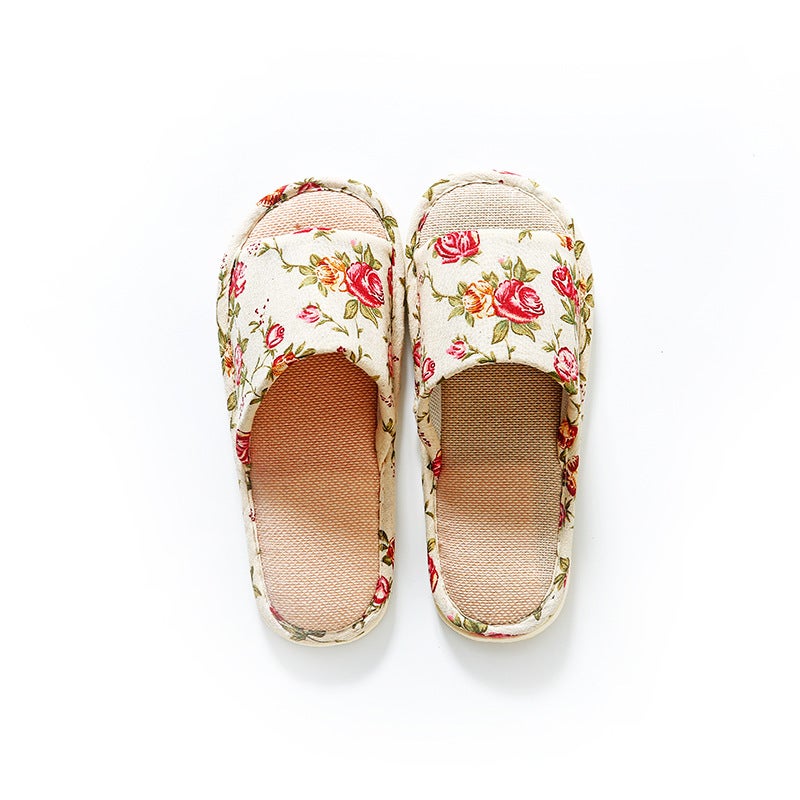 Four Seasons Linen Slippers for Men and Women Couple Home Indoor Floor Floor Tile Special Foam Bottom Anti-Slip Slippers 