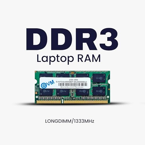 EVM 2GB DDR3 Laptop RAM Memory | 1333MHz | PC3-10600 | SO-DIMM | 204-Pin | CL9 | 1.5V Low Voltage | Non-ECC Unbuffered | Notebook Compatible | Intel & AMD Support | 10 Year Warranty (EVMT2G1333S86P) - Image 2
