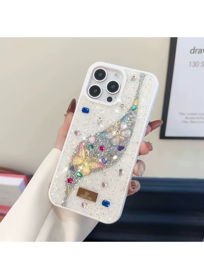 Luxurious Full-bore Diamond-shell butterfly Leather for iPhone 16 Pro Max Fall-proof Stand Phone case - Image 1