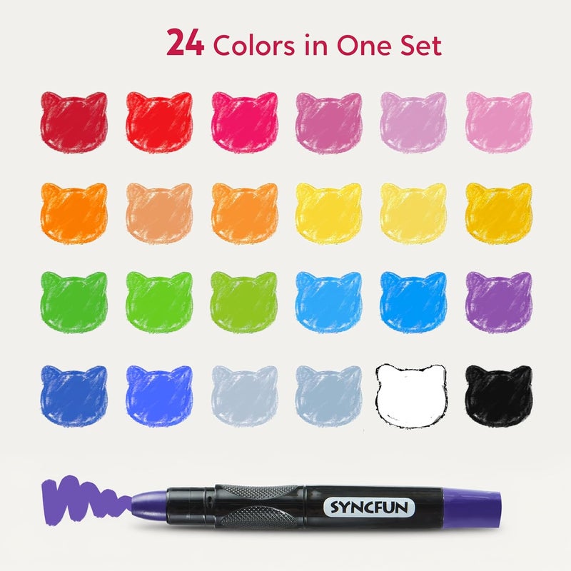 SYNCFUN 24 Pcs Twistable Silky Window Crayons, Washable Crayons for Paper, Window and Glass, Easy to Hold & Quick-Drying Arts & Crafts Supplies, Non-Toxic, Mess Free, Birthday Gifts for Kids Ages 3+ - Image 5