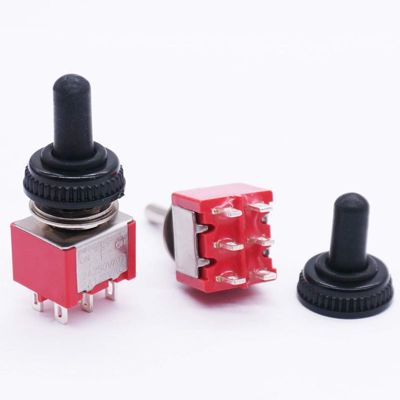 Twidec /10Pcs Mini Toggle Switch DPDT 3 Position 6 Pins ON/OFF/ON AC 125V 5A Car Boat Switches with Waterproof Cap MTS-203MZ - Image 3