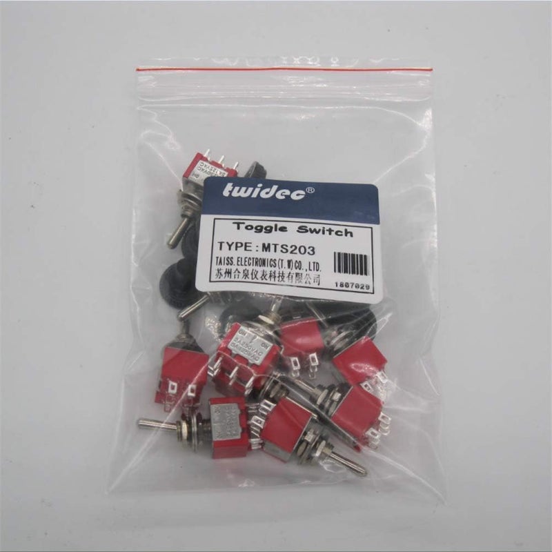 Twidec /10Pcs Mini Toggle Switch DPDT 3 Position 6 Pins ON/OFF/ON AC 125V 5A Car Boat Switches with Waterproof Cap MTS-203MZ - Image 5