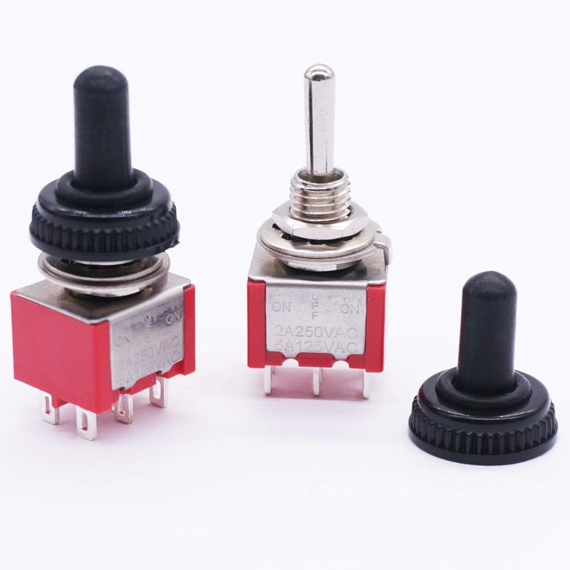 Twidec /10Pcs Mini Toggle Switch DPDT 3 Position 6 Pins ON/OFF/ON AC 125V 5A Car Boat Switches with Waterproof Cap MTS-203MZ - Image 4
