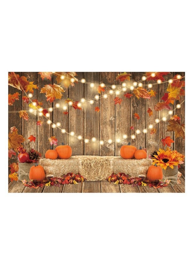 Funnytree 7x5FT Fall Pumpkin Photography Backdrop Autumn Thanksgiving Harvest Hay Leaves Wooden Background Sunflower Maple Baby Shower Banner Decoration Party Supplies Photo Booth Prop - Image 1