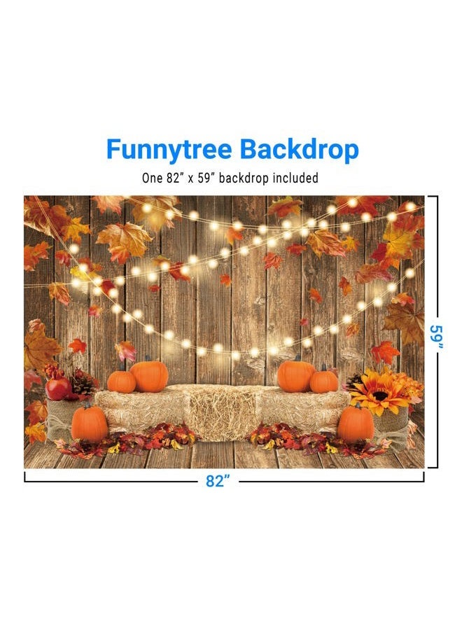 Funnytree 7x5FT Fall Pumpkin Photography Backdrop Autumn Thanksgiving Harvest Hay Leaves Wooden Background Sunflower Maple Baby Shower Banner Decoration Party Supplies Photo Booth Prop - Image 2