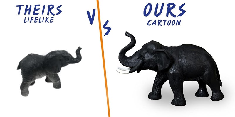 Tec Tavakkal مجموعة من 6 شخصيات ألعاب كبيرة الحجم كاملة الحركة لشخصيات كرتونية من الغابة لألعاب الحيوانات البرية للأطفال: فيل أسود، نمر، زرافة، حصان، فهد، وجمل - Image 5