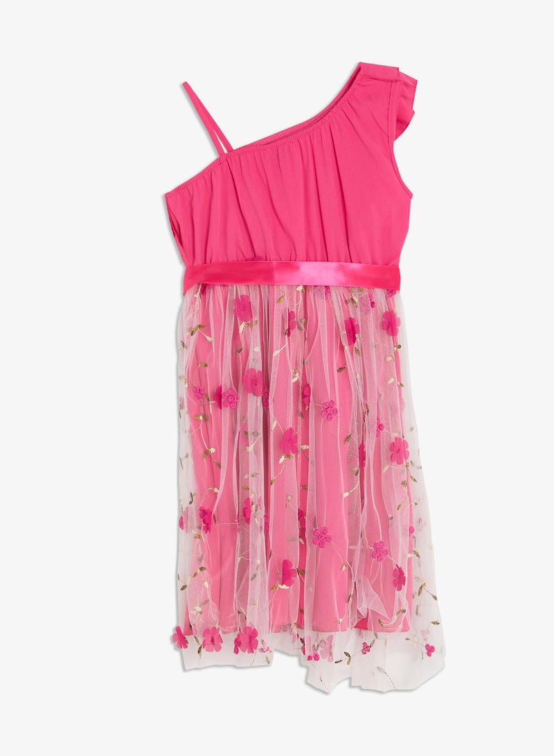 Pinata One Shoulder Flower Embroidered Occasion Dress - Image 3