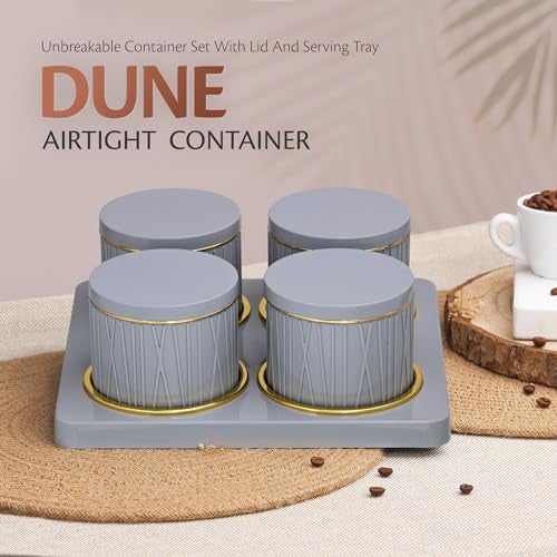 Selvel Dune Airtight Dry Fruit Container Tray Set - 4 Pieces (450ml) _Multi-Color (Emerald Green, Classic White, Repose Grey) Polypropylene with Subtle Design - Image 3