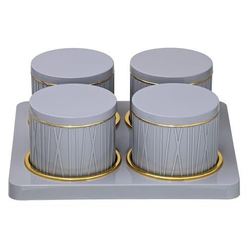 Selvel Dune Airtight Dry Fruit Container Tray Set - 4 Pieces (450ml) _Multi-Color (Emerald Green, Classic White, Repose Grey) Polypropylene with Subtle Design - Image 2