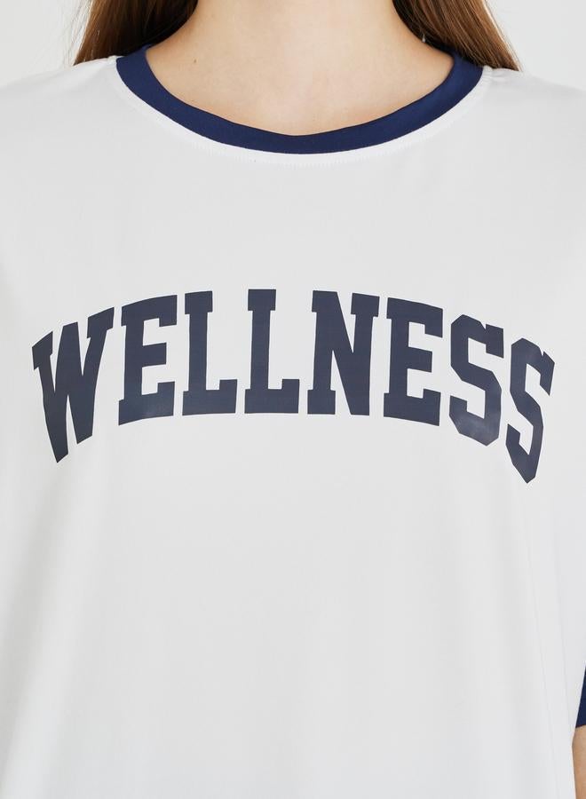 Take Two Slogan Print Color Block Round Neck T-Shirt - Image 3