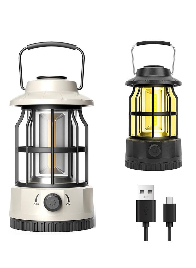 Vparty Camping Lantern, Rechargeable USB Powered, Stepless Dimmer, Metal Retro Camping Light, Waterproof Hanging LED Vintage Tent Lamp for Outdoor Hiking Fishing Emergency  - Image 1