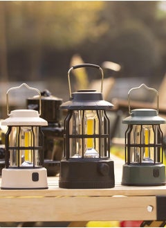 فيبارتي فانوس تخييم، مصباح LED قابل لإعادة الشحن، خافت بدون خطوات، ضوء تخييم معدني قديم، مصباح خيمة LED عتيق مقاوم للماء للمشي لمسافات طويلة في الهواء الطلق وصيد الأسماك في حالات الطوارئ  - Image 5
