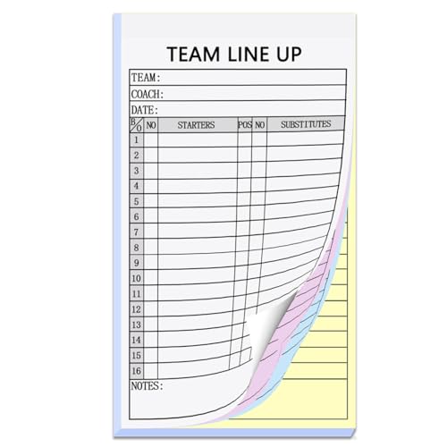 XUEJITECH 30 Sets Baseball/Softball Lineup Cards, 4-Part Carbonless Copies with Tearing Line, 30 Games with 16 Player Roster Lineup Sheet for Coaches, Team, Sports - Image 1