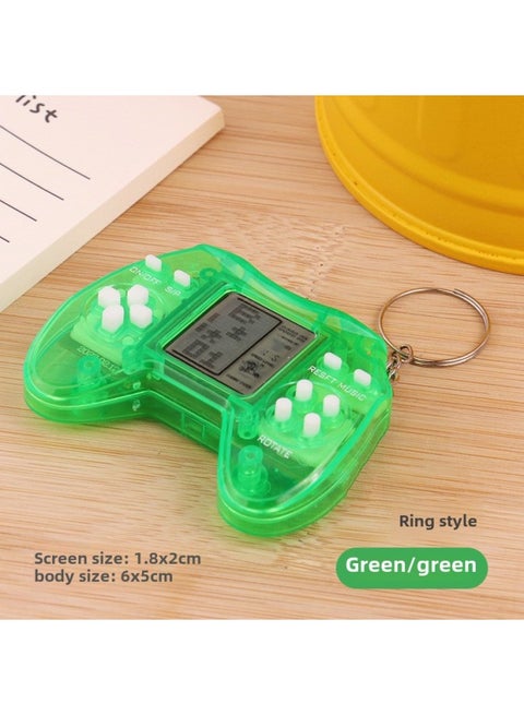 Handheld Tetris Game Machine Creative Handle Game Machine Keychain Nostalgic Decompression Toy Wholesale-Color:Transparent Green ]