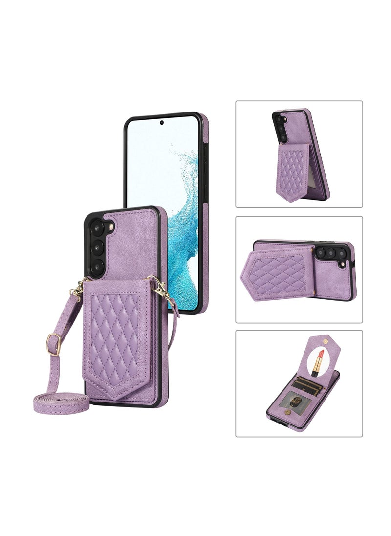 Suteni - Crossbody Strap Back Cover Card Slots Leather Phone Case for Samsung - Image 1