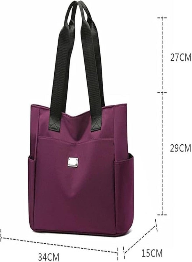 AESTROKE Nylon Tote Shoulder Bag with Double Handles, Lightweight Waterproof Shoulder Bag, Women's Large Capacity Top Handle Handbags, Nylon Tote Bag for Gym, Work, School[multicolor] - Image 2
