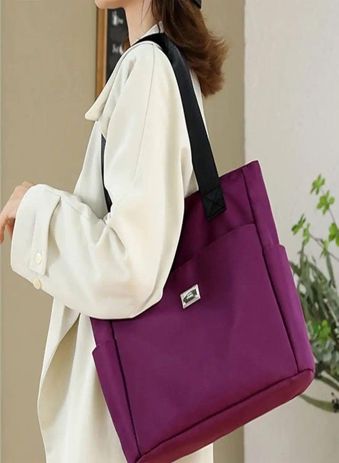 AESTROKE Nylon Tote Shoulder Bag with Double Handles, Lightweight Waterproof Shoulder Bag, Women's Large Capacity Top Handle Handbags, Nylon Tote Bag for Gym, Work, School[multicolor] - Image 3