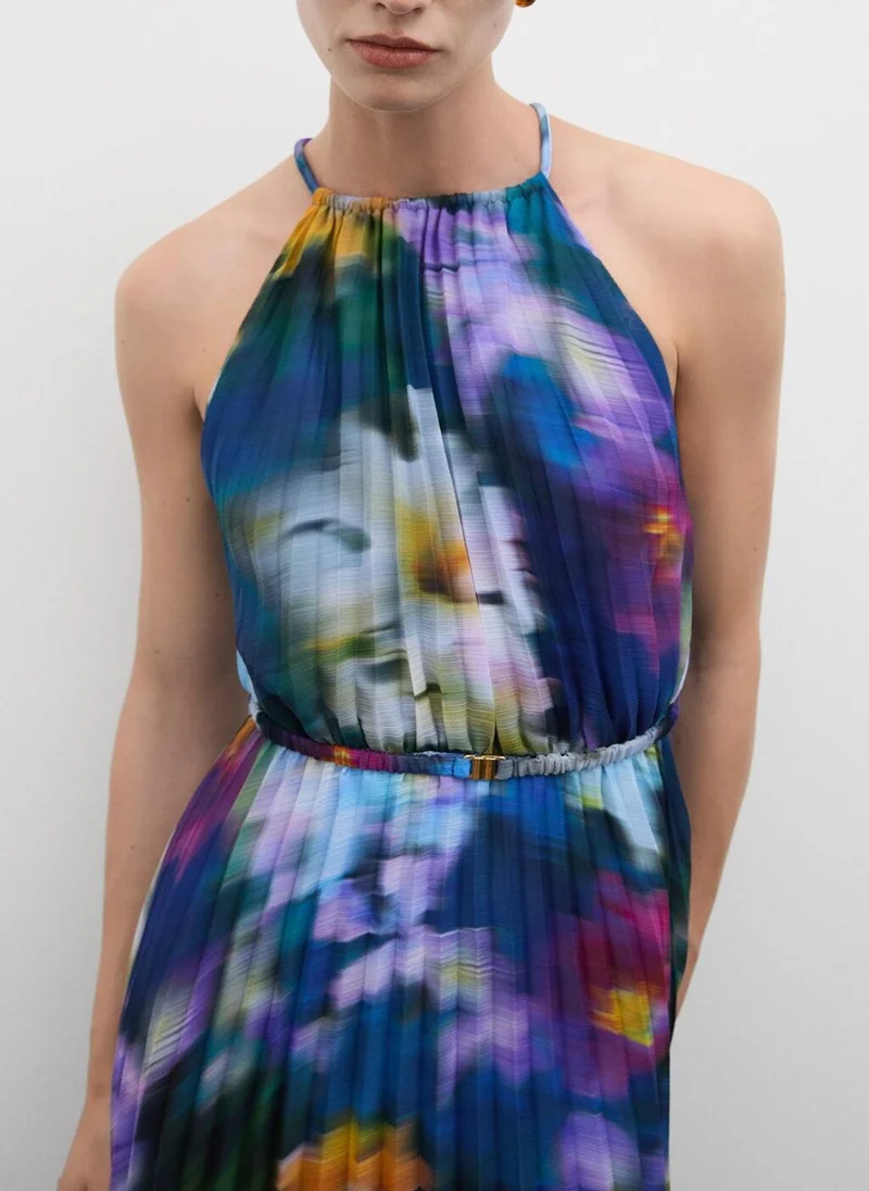 MANGO Printed Pleated Dress