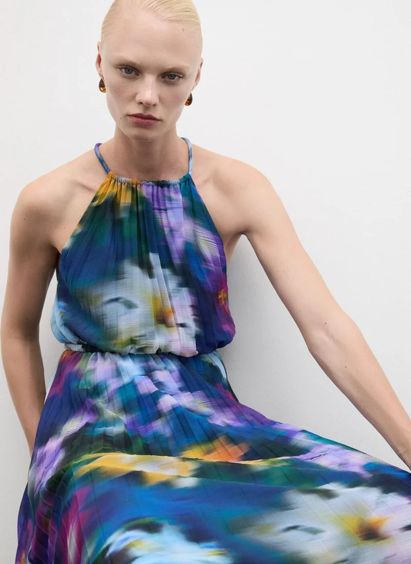 MANGO Printed Pleated Dress